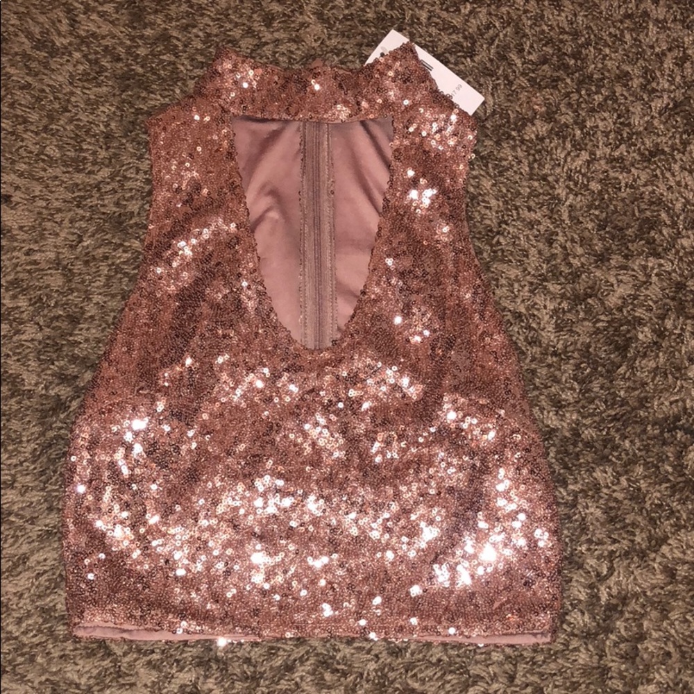 Fashion Nova Rose Gold Sequin Top